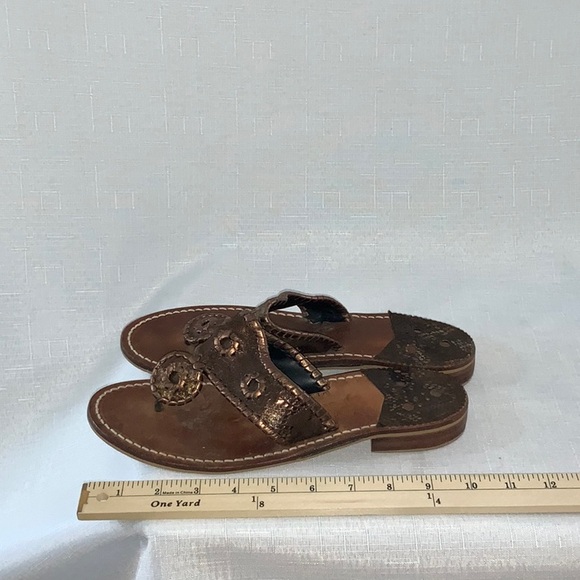 107 Jack Rogers Metallic Bronze Gold Thong Sandals - Picture 6 of 16